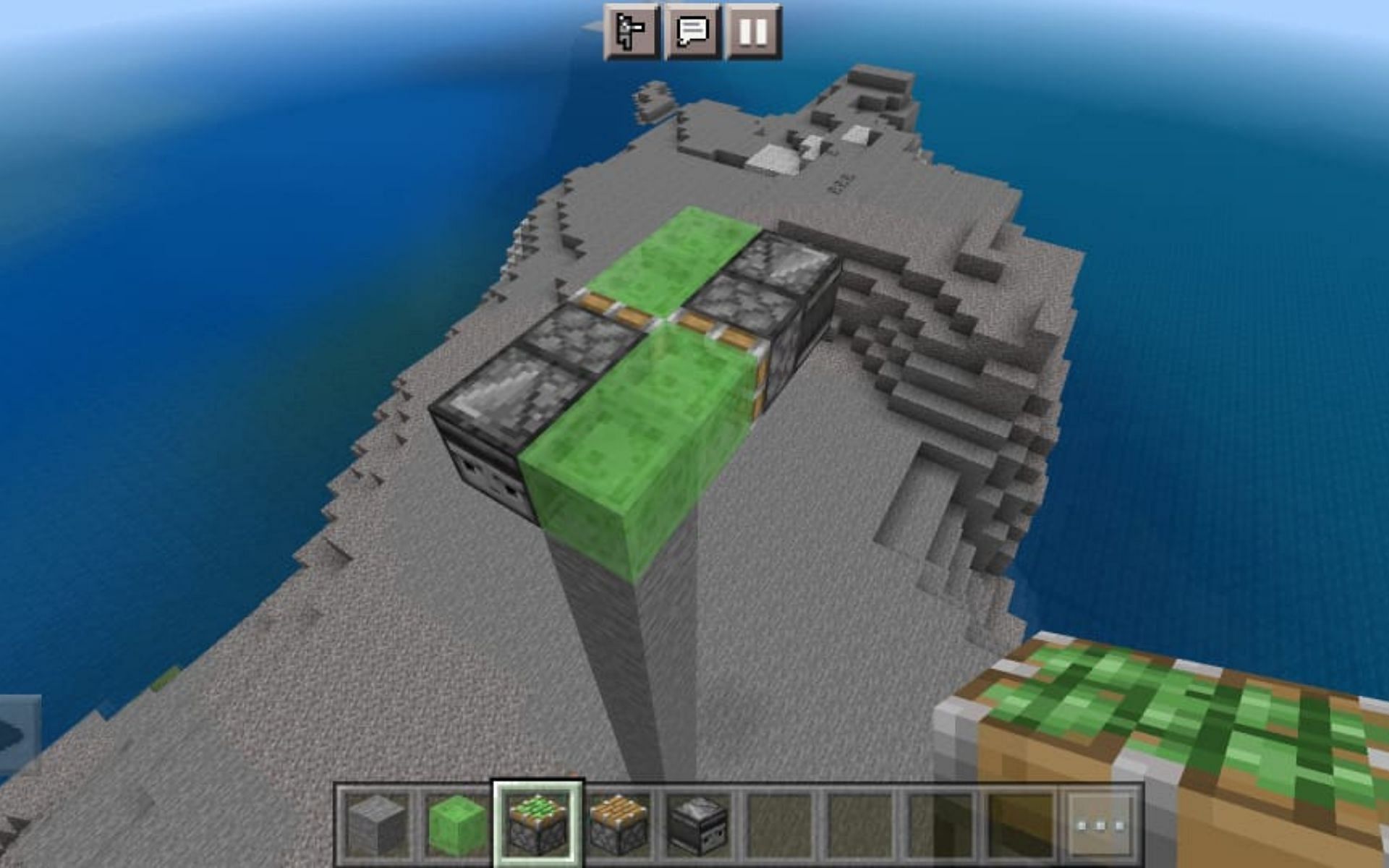Place observer and sticky piston facing the slime blocks (Image via Minecraft)