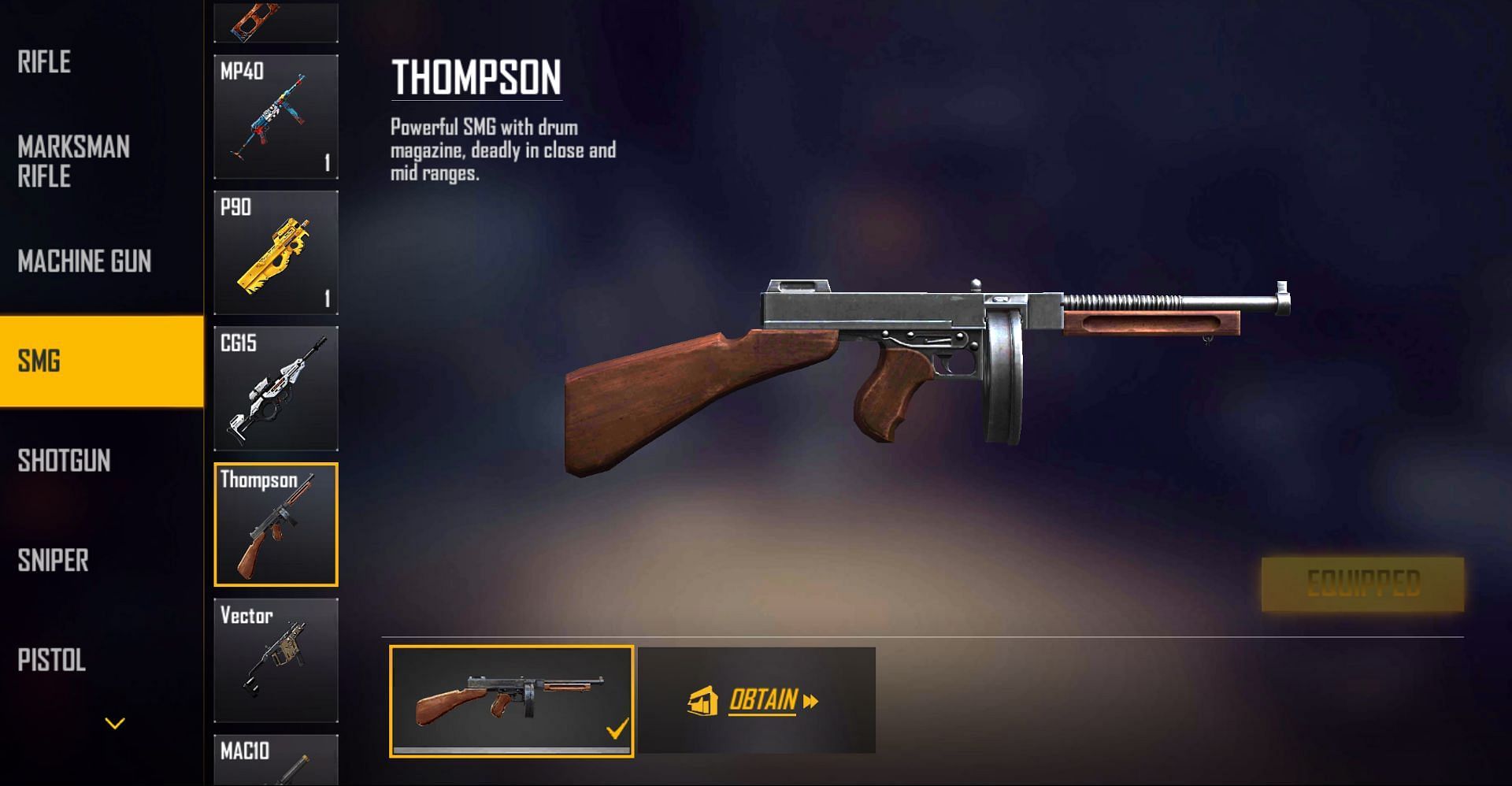 Thompson (Image via Free Fire)