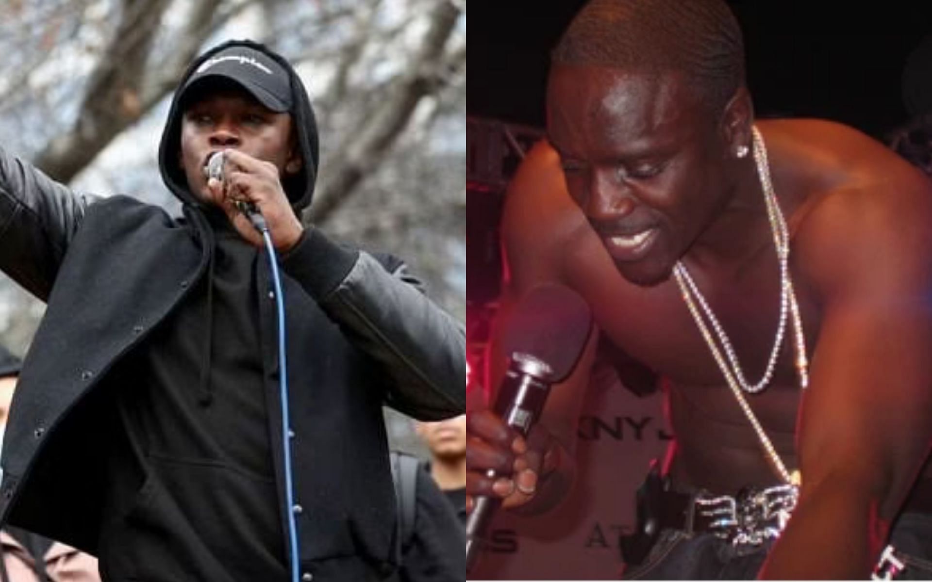Israel Adesanya (left) and Akon (right) [Akon image courtesy - Shutterstock]
