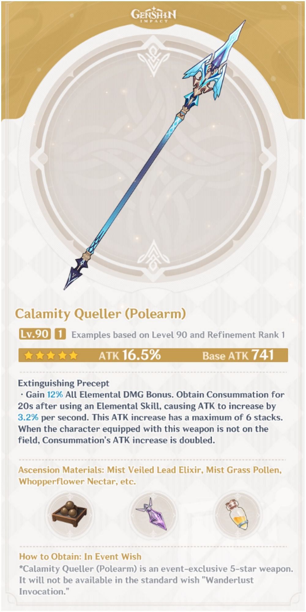 Calamity Queller is the new upcoming weapon in Genshin Impact (Image via Genshin Impact)