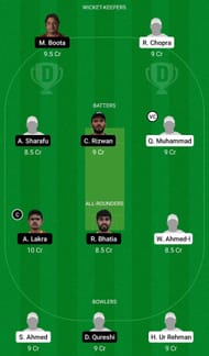 Dream11 Team for Ajman vs Emirates Blues - Emirates D10 2021.