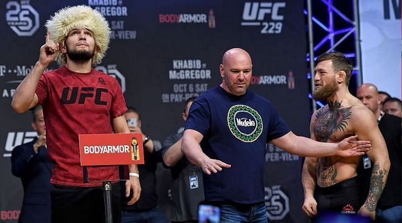 Khabib Nurmagomedov (left) and Conor McGregor (right)