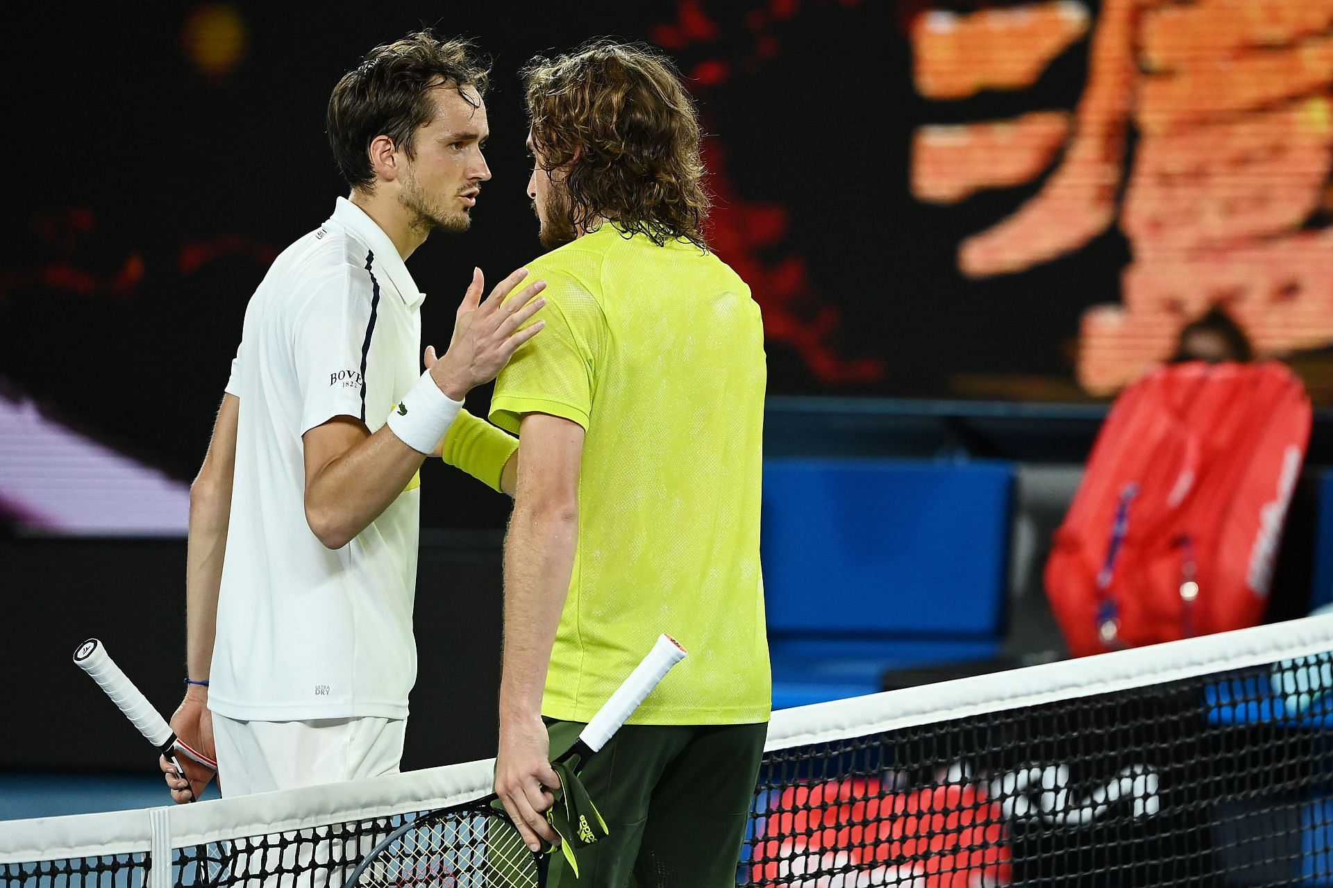 Daniil Medvedev and Stefanos Tsitsipas at the Australian Open 2021