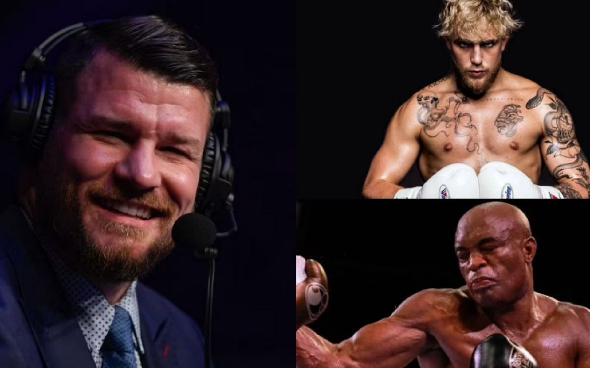 Michael Bisping (left), Jake Paul (top), and Anderson Silva (bottom)