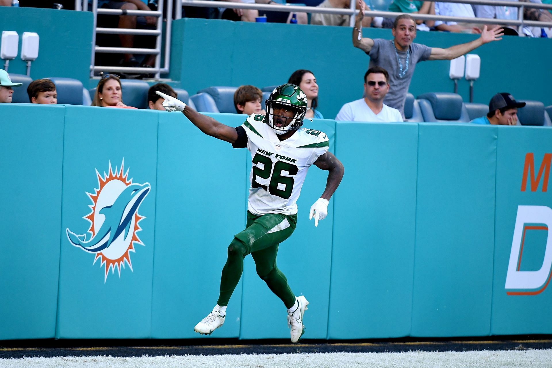 Brandin Echols&#039; first NFL interception was taken back for a score (Photo: Getty)