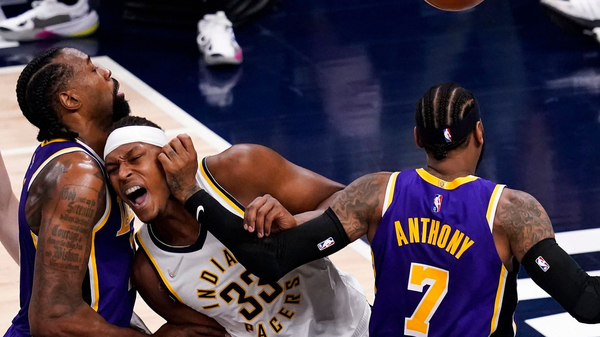Several teams, including the Los Angeles Lakers, are reportedly calling about the availability of Myles Turner in trade dialogs. [Photo: IndyStar]