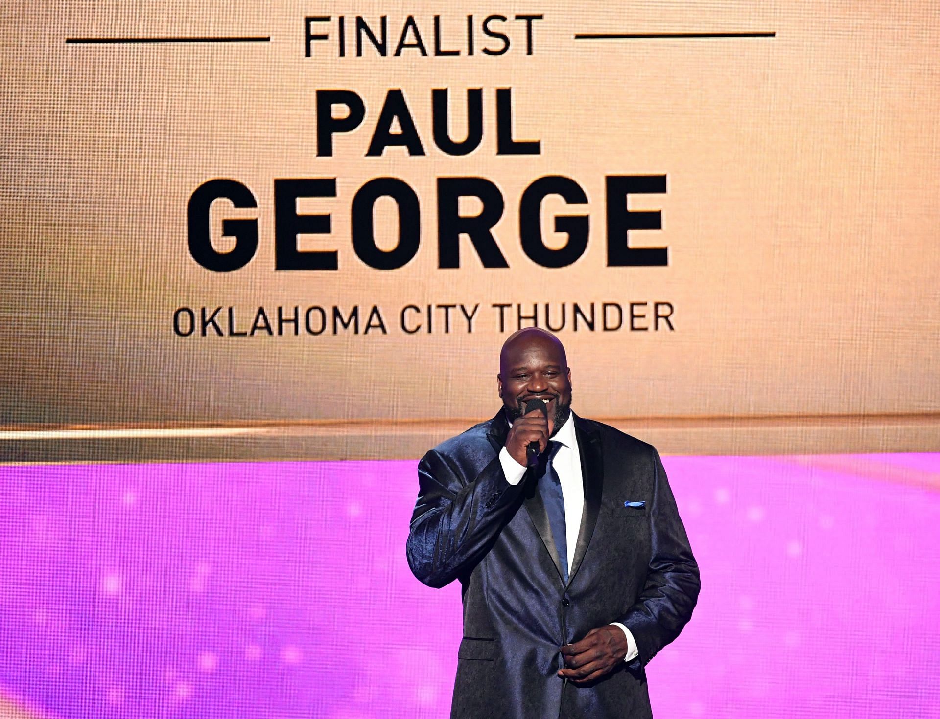 Shaquille O'Neal speaks onstage during the 2019 NBA Awards presented by Kia on TNT at Barker Hangar on June 24, 2019 in Santa Monica, California.