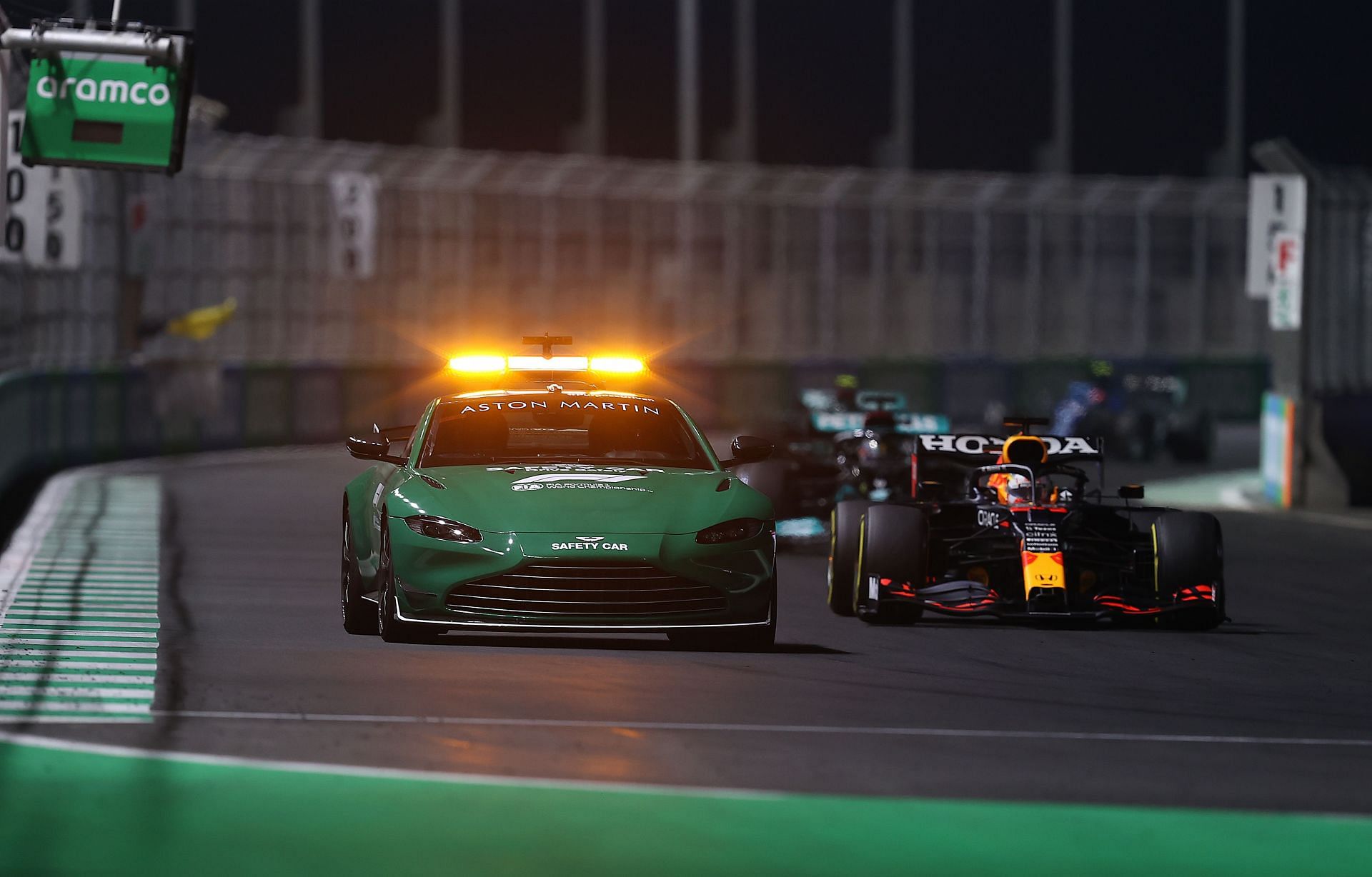The customized Aston Martin Vantage Safety car at the Saudi Arabian GP