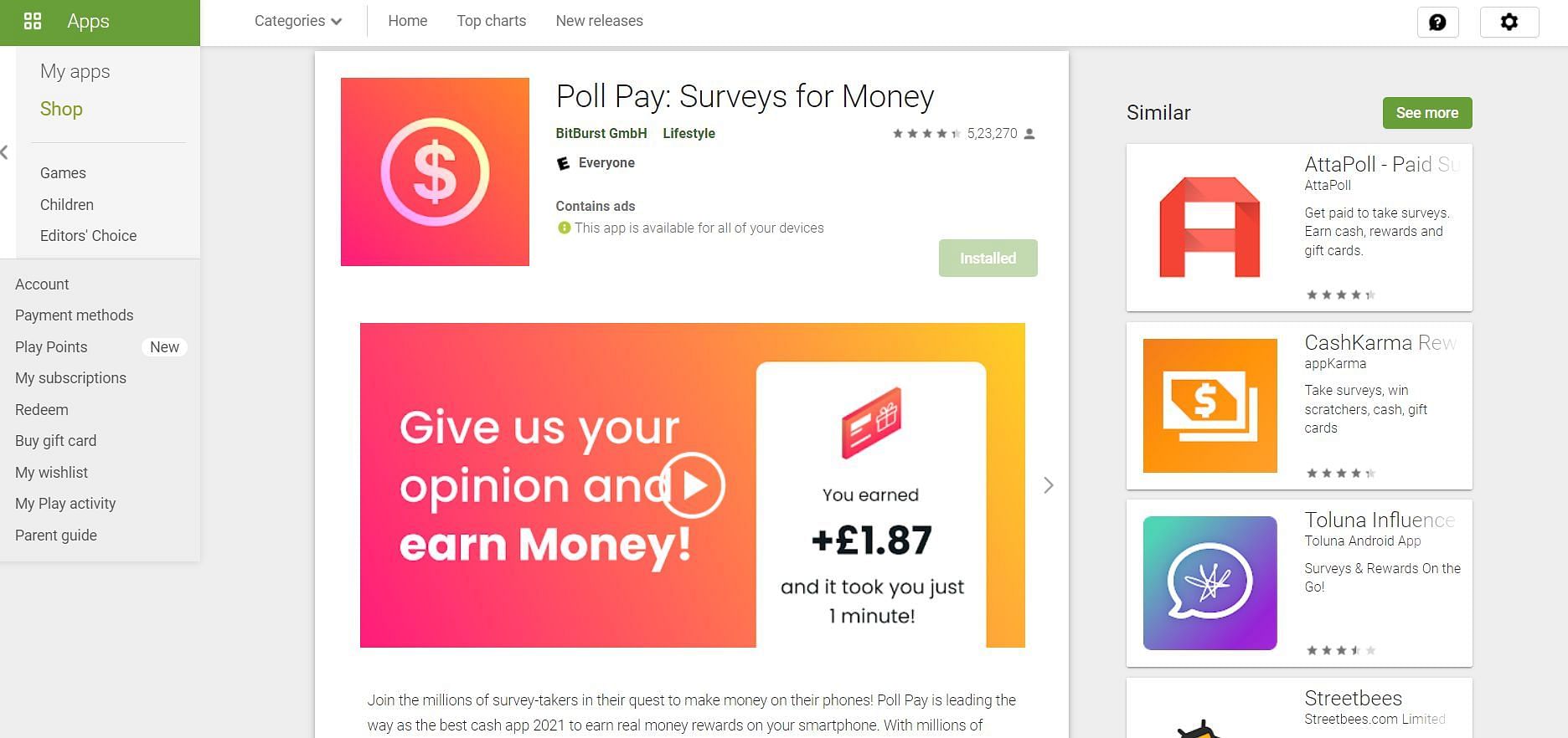 Poll Pay: Surveys for Money (Image via Google Play)