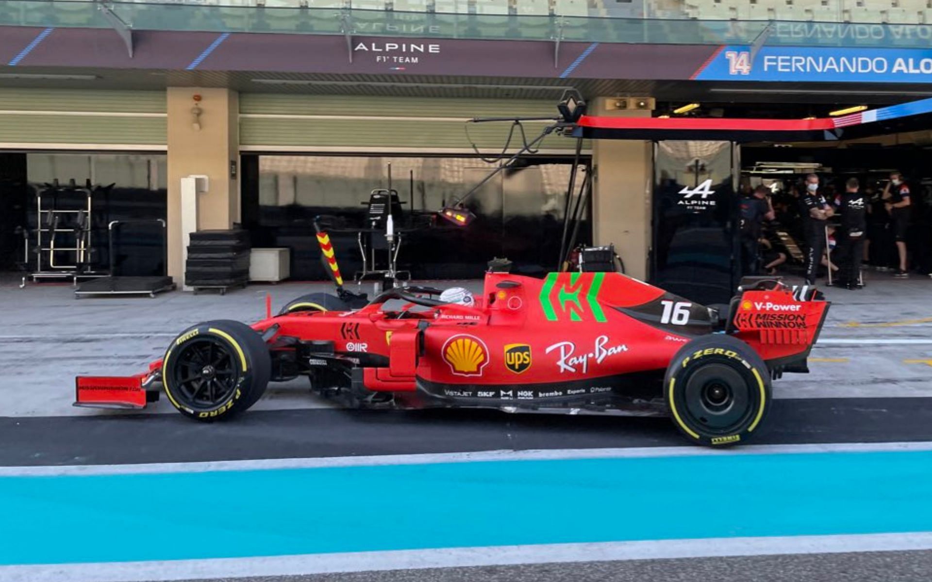 Charles Leclerc testing the 18-inch tires on the Ferrari mule car. Courtesy: Twitter/@ChrisMedlandF1