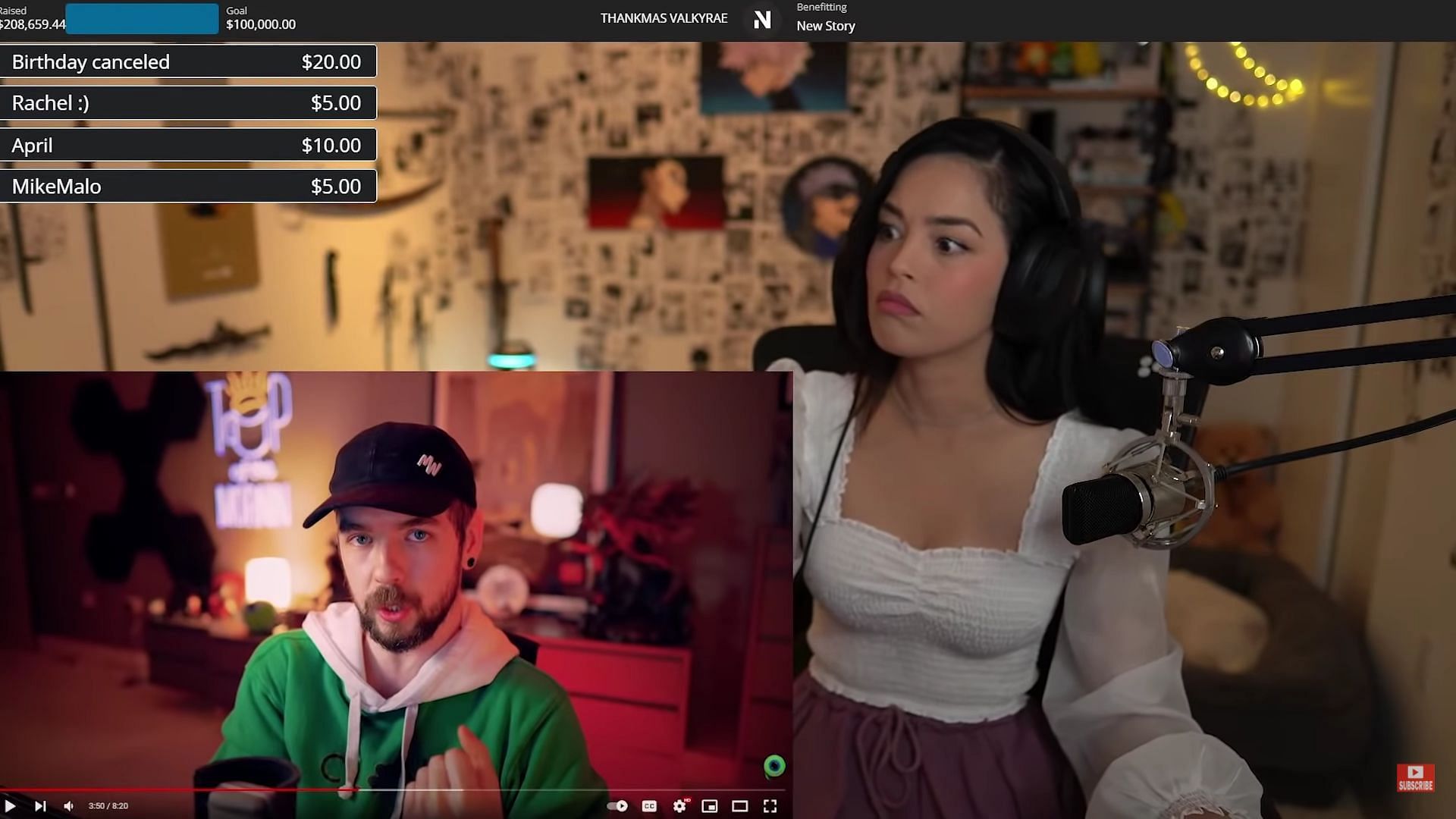 Valkyrae left speechless after receiving a $200K donation (Image via Streamer Clips on YouTube)