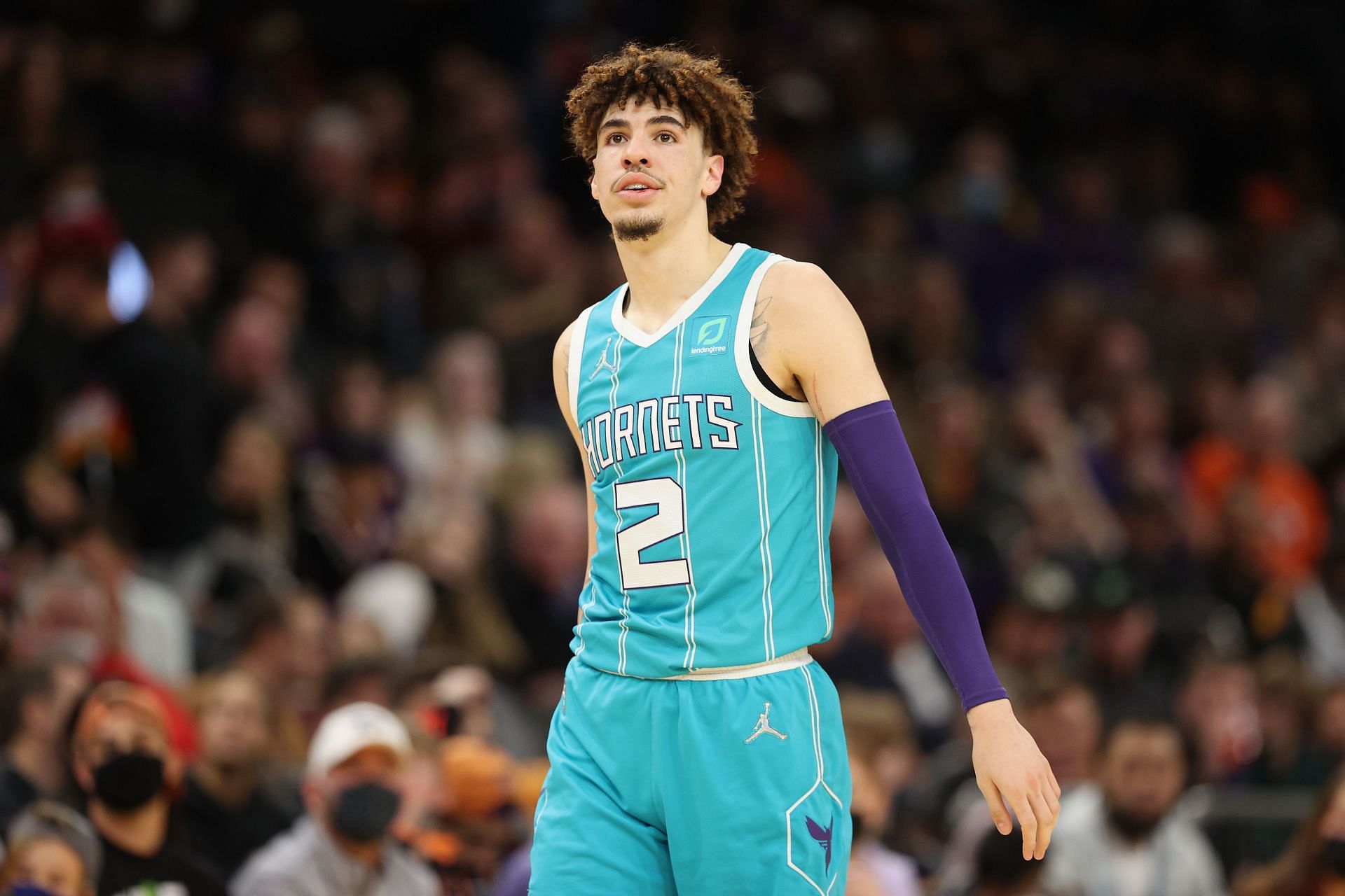 LaMelo Ball of the Charlotte Hornets during the second half on Dec. 19 in Phoenix, Arizona. The Phoenix Suns defeated the Hornets 137-106.