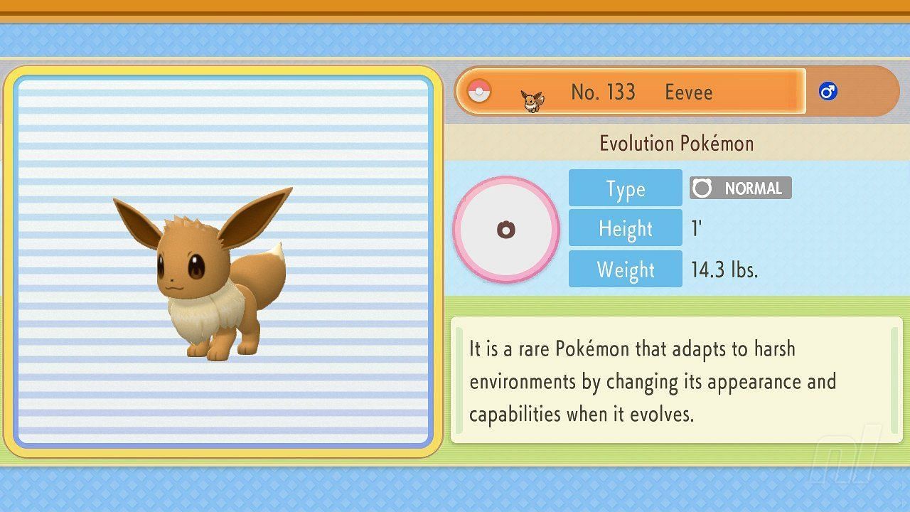 An Eevee Pokedex entry in BDSP. (Image via ILCA)