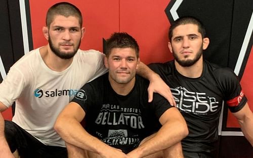 Josh Thomson with Khabib Nurmagomedov and Islam Makhachev (via Instagram @therealpunk)