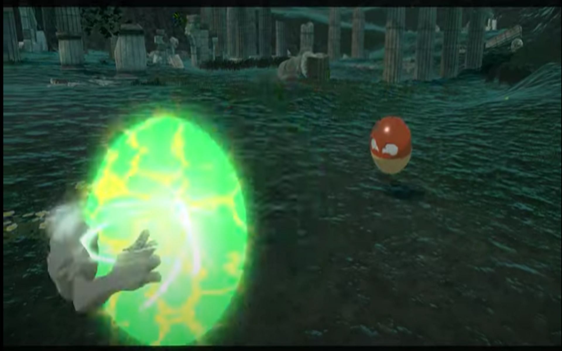 Voltorb is seen here attacking a Geodude (Image via Game Freak)