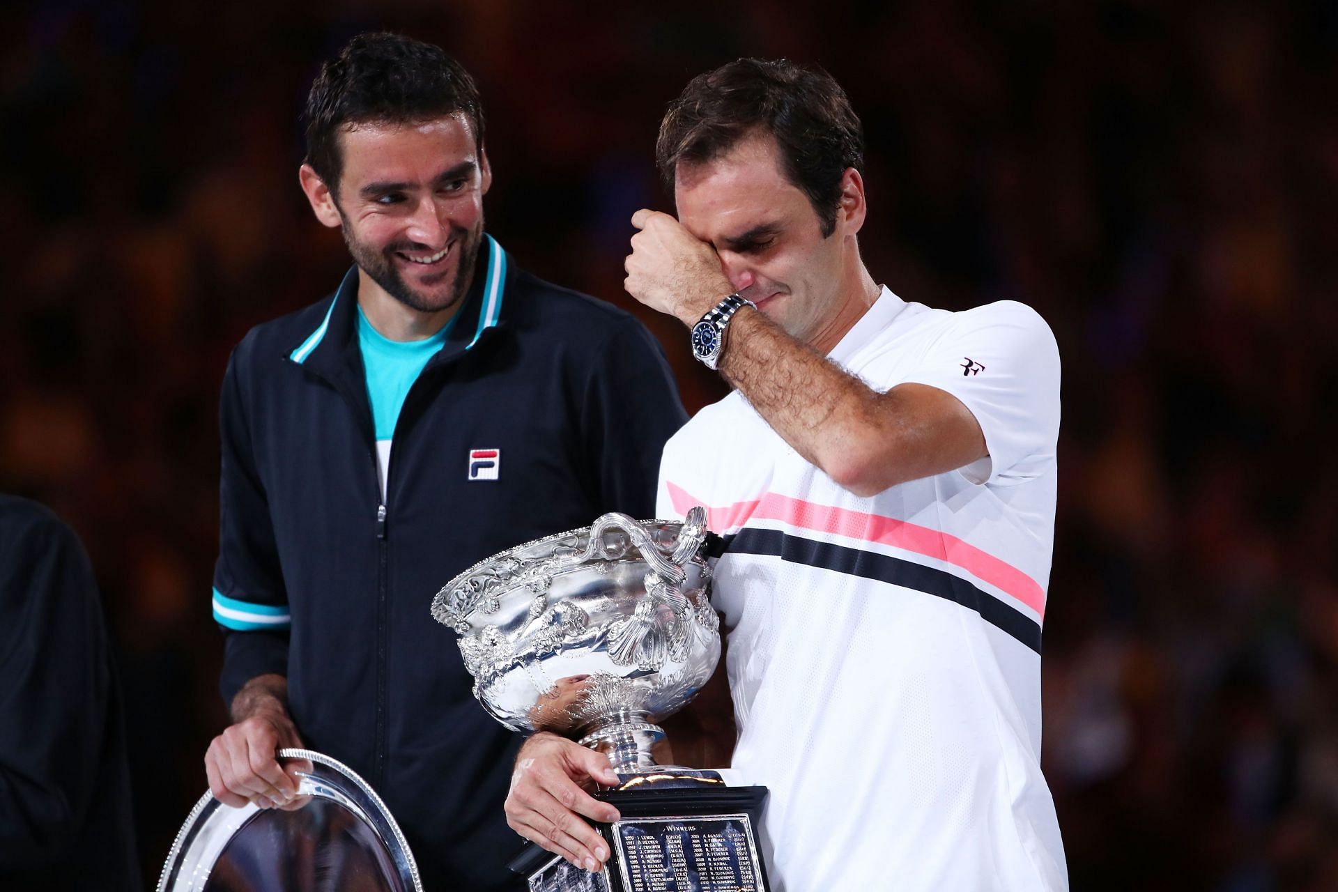 Marin Cilic and Roger Federer at the 2018 Australian Open