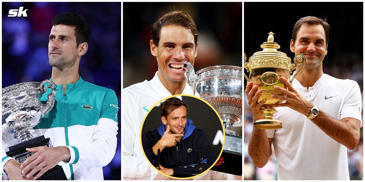Novak Djokovic, Rafael Nadal, Daniil Medvedev, and Roger Federer
