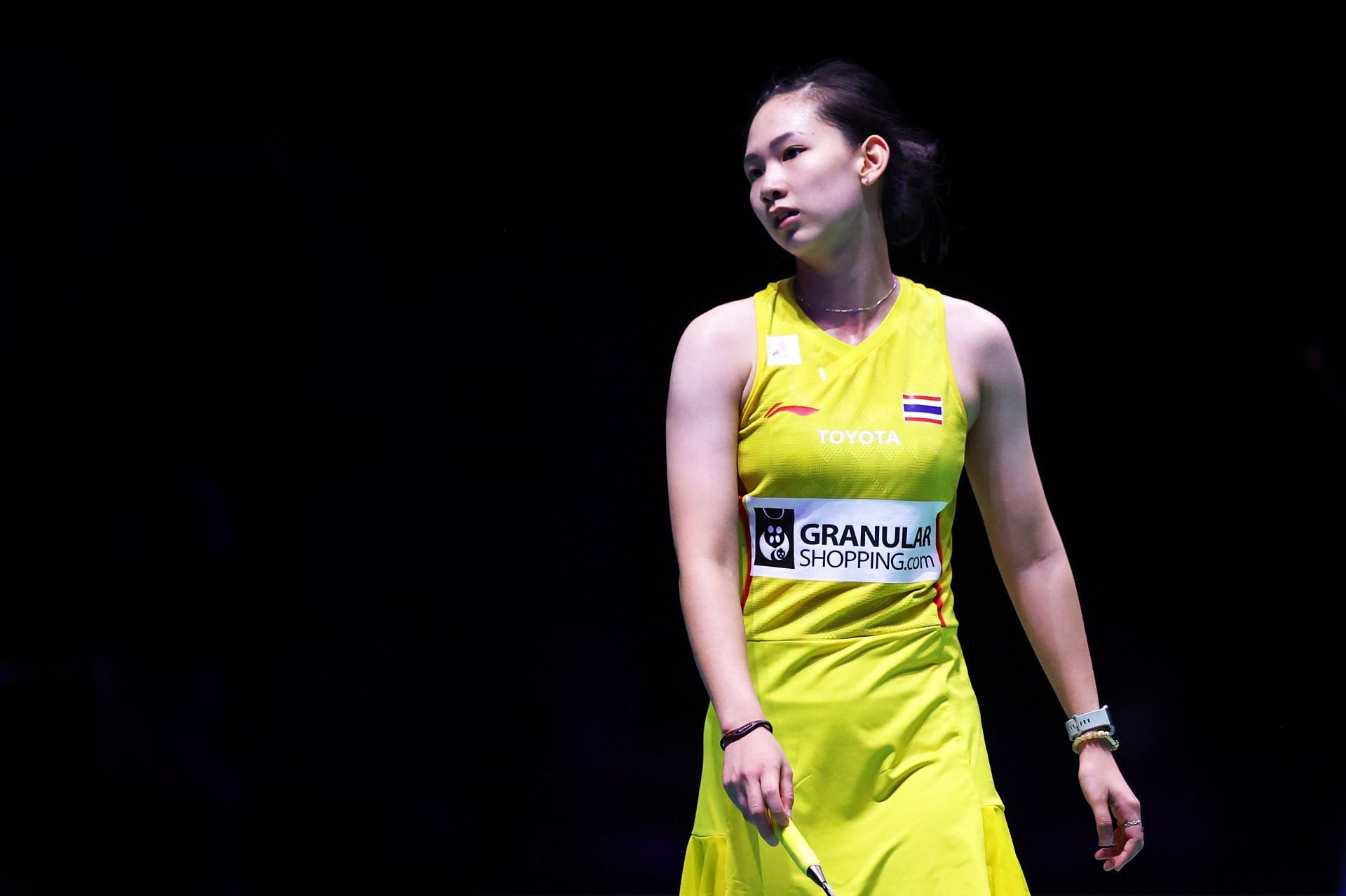 Pornpawee Chochuwong in action at the YONEX All England Open Badminton Championships