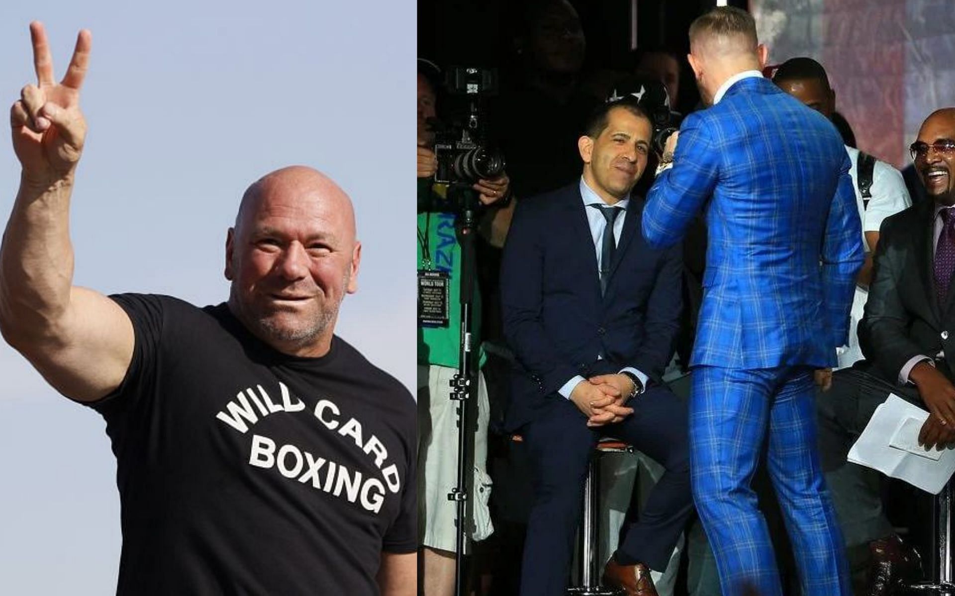 Dana White (left), (Conor McGregor and Stephen Espinoza (right) [Credits: @ShowtimeSports via YouTube]