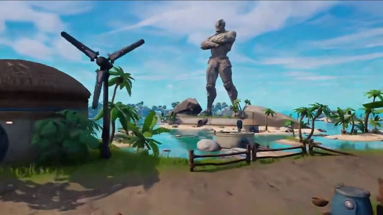 The Foundation statue in leaked Fortnite Chapter 3 Season 1 trailer (Image via YouTube/SinX6)