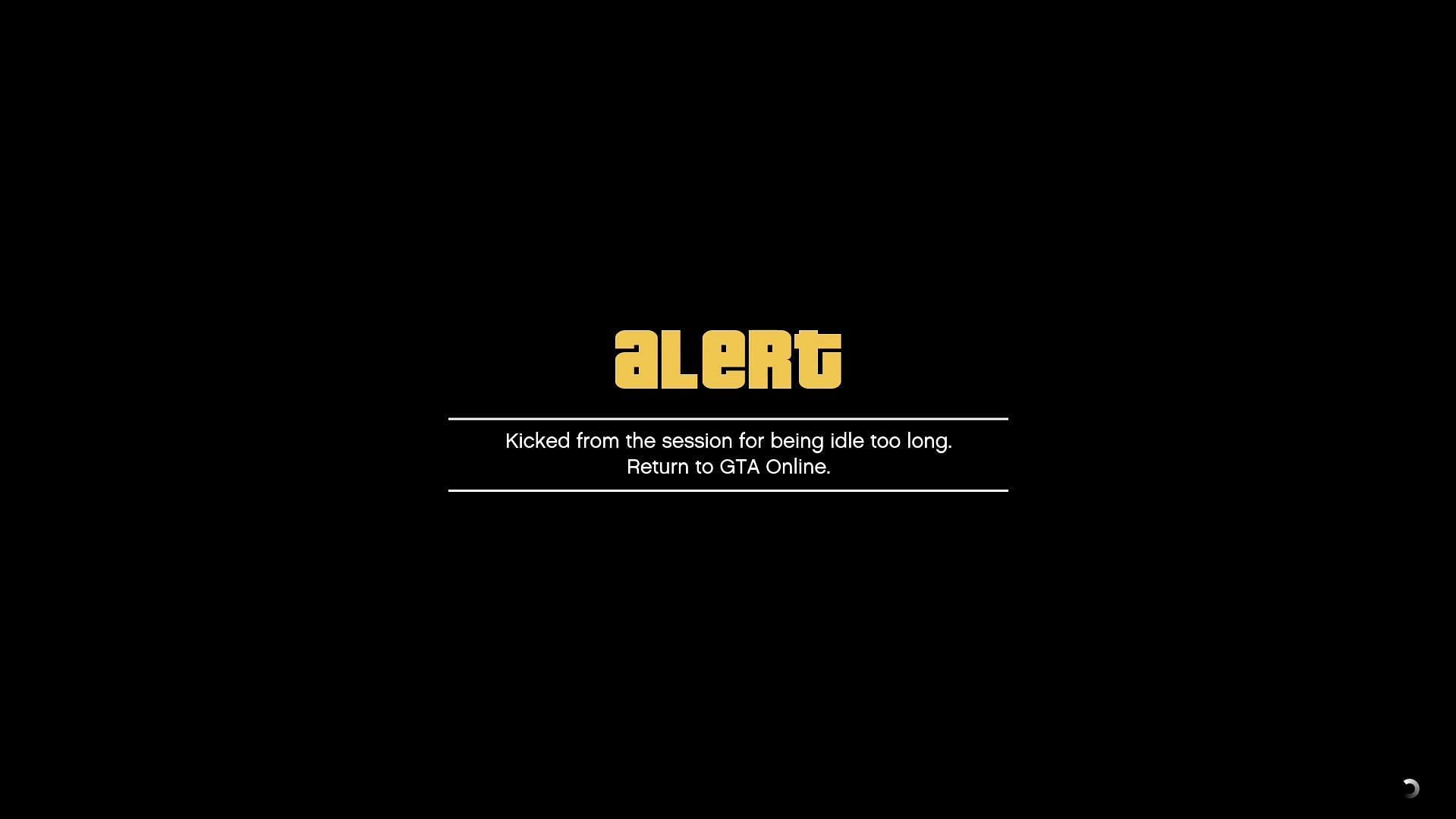The message players get for getting kicked in GTA Online (Image via Rockstar Games)