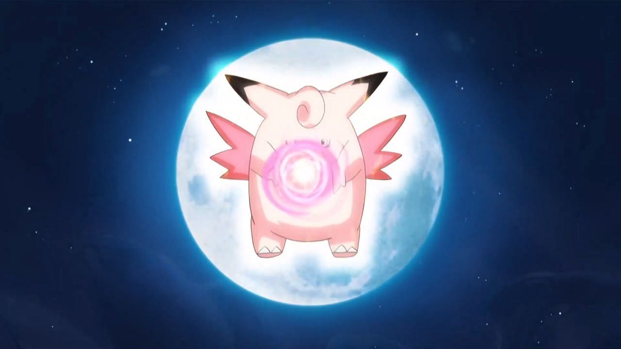 Clefable using Moonblast in the Pokemon anime (Image via The Pokemon Company)
