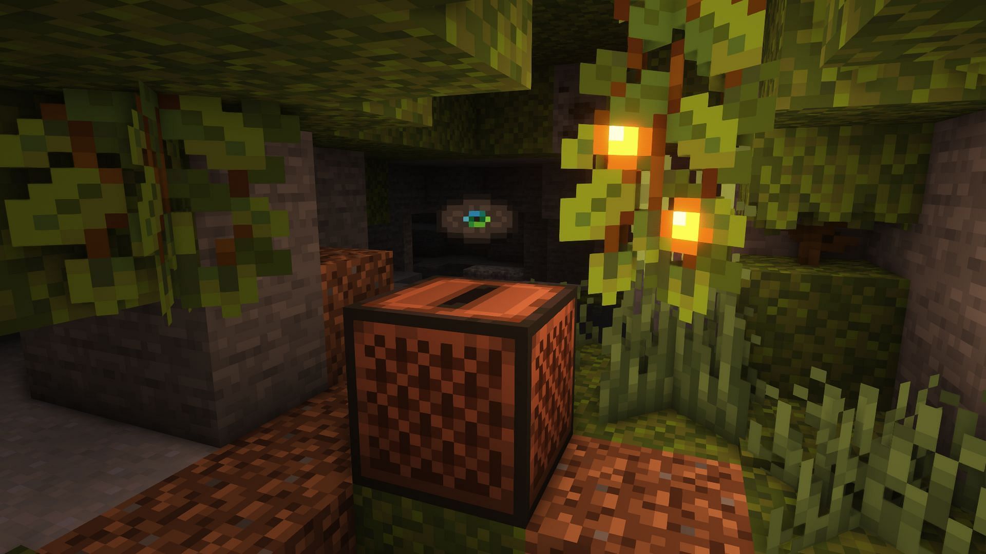 Otherside music disc in a lush cave (Image via Minecraft)
