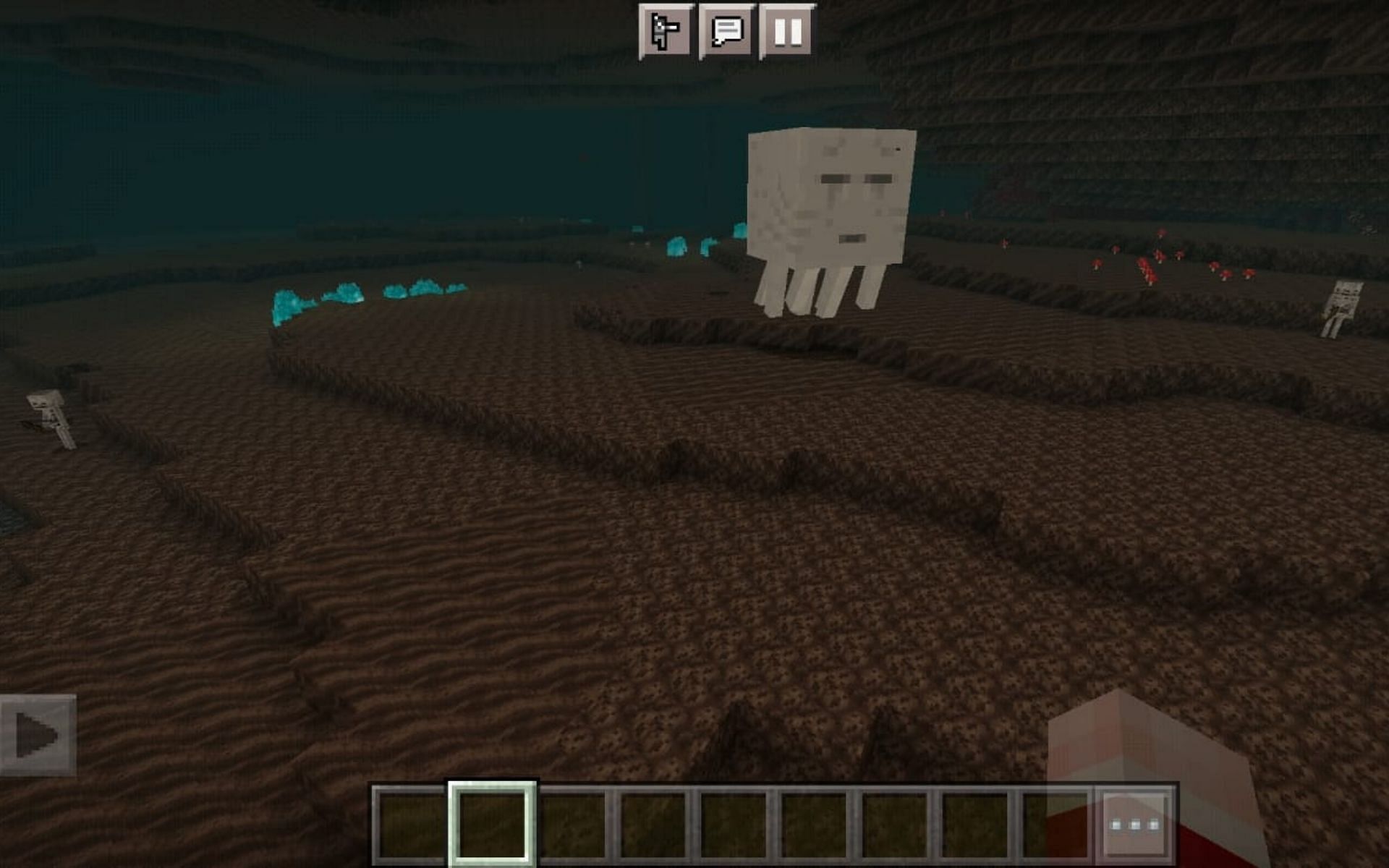 Soul Sand Valley is home to Ghast and Skeletons (Image via Minecraft)