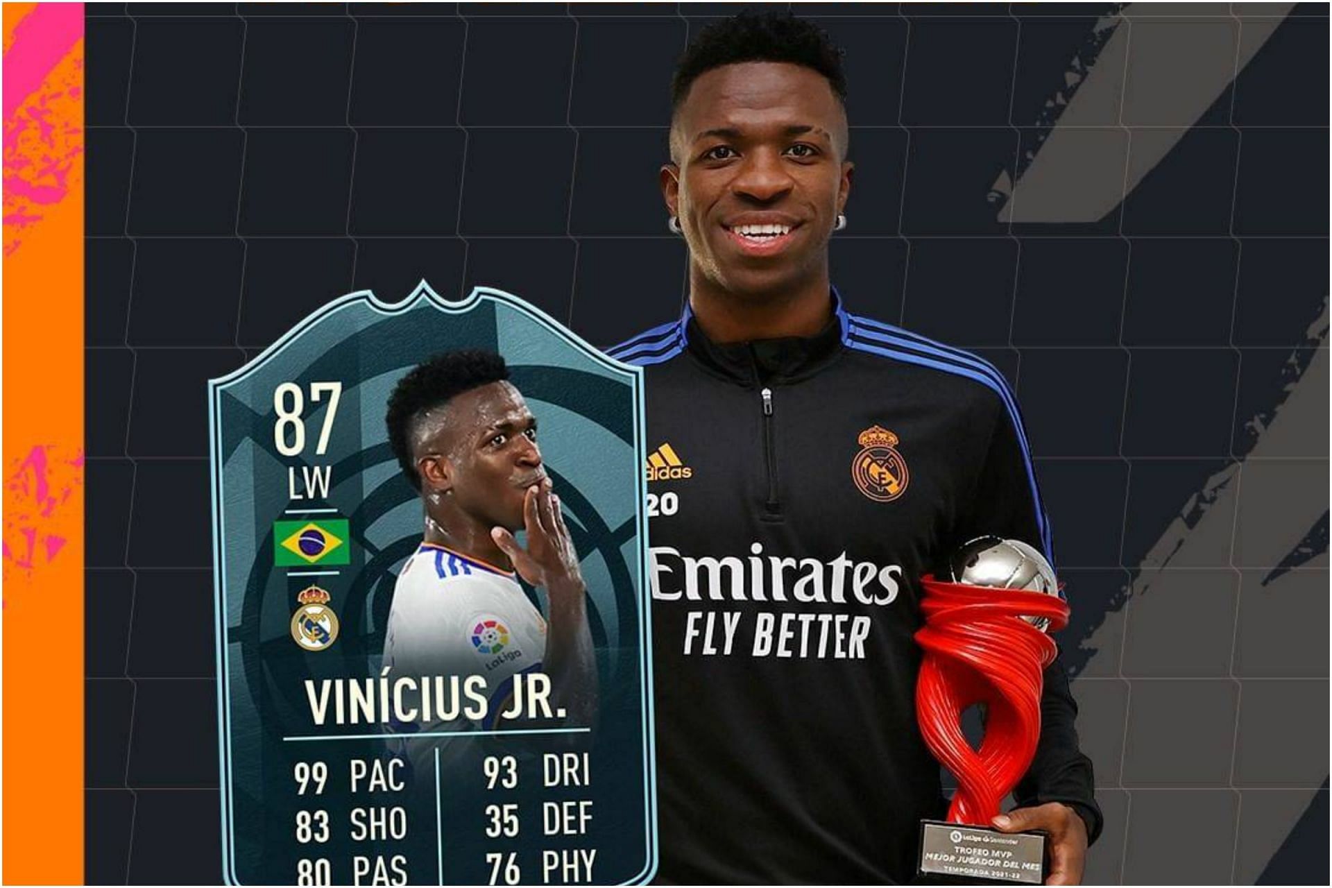 Vinicius Jr is the La Liga POTM in FIFA 22 (Image via EA Sports)