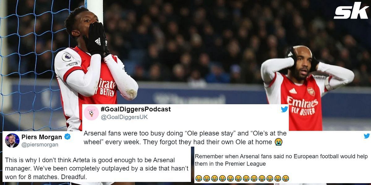 Twitter truly erupted as the Gunners suffered their second consecutive defeat by losing to Everton