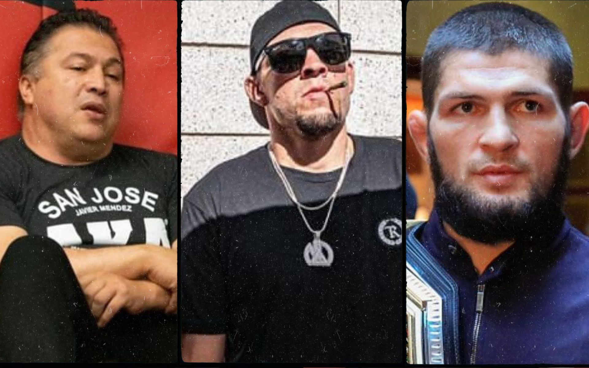 Javier Mendez (left), Nate Diaz (center), and Khabib Nurmagomedov (right)