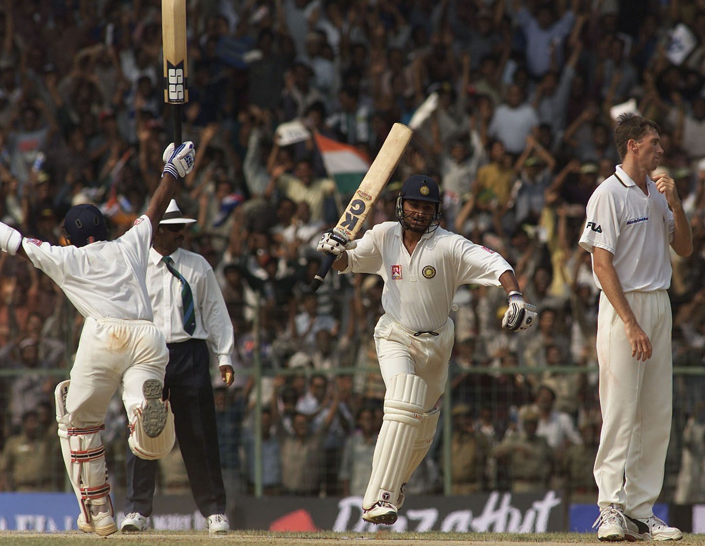 Harbhajan Singh and Sameer Dighe against Australia at Chennai in 2001