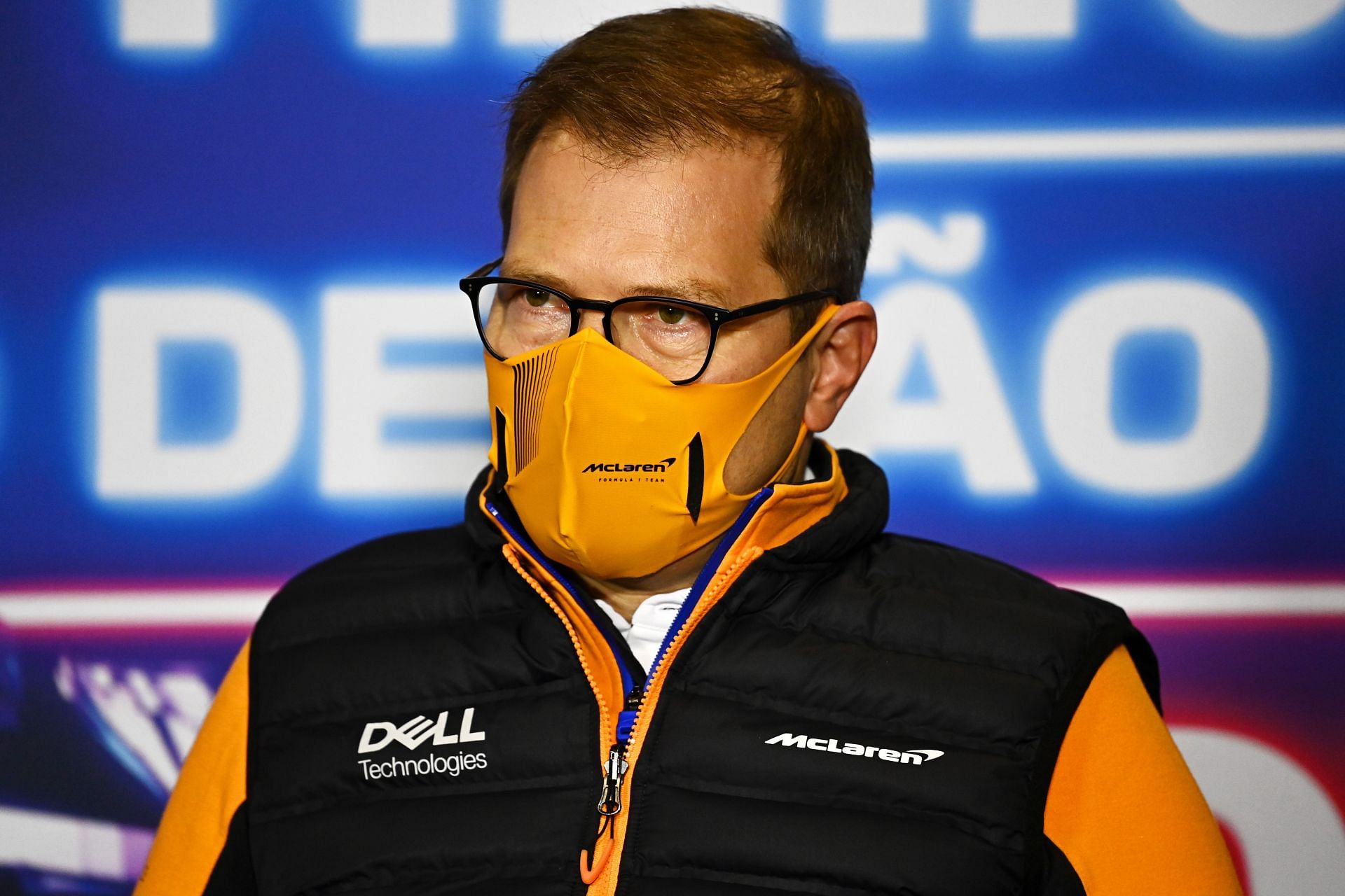 McLaren Team Principal Andreas Seidl talks in the Team Principals Press Conference . (Photo by Clive Mason/Getty Images)