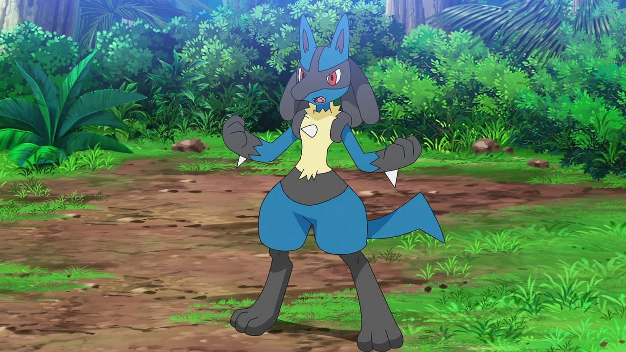 Lucario as it appears in the anime (Image via The Pokemon Company)