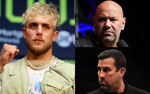 Jake Paul (left); Dana White (top right); John McCarthy (bottom right)