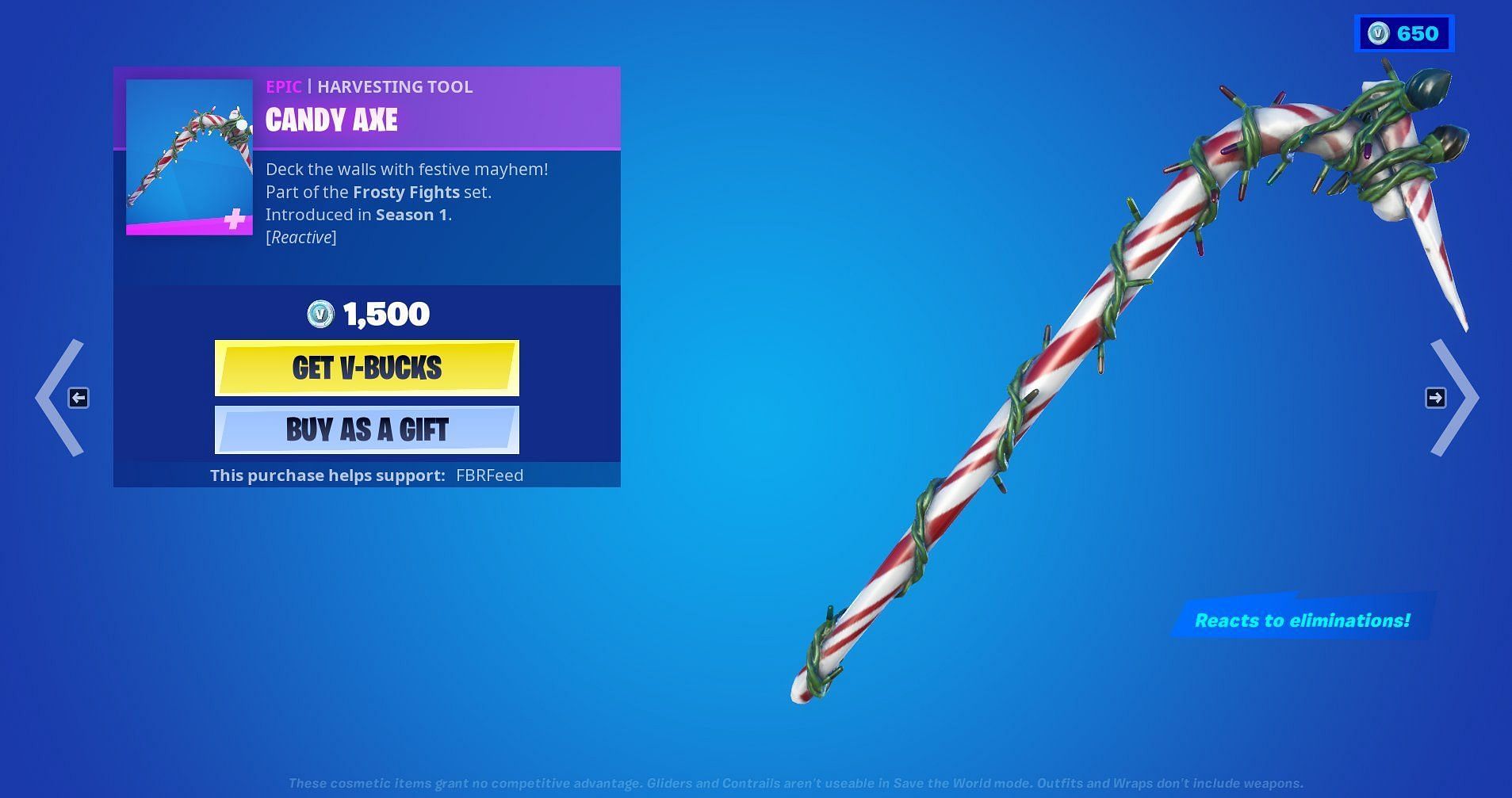 Candy Axe is an expensive Fortnite cosmetic that is not worth the money (Image via FBRFeed/Twitter)