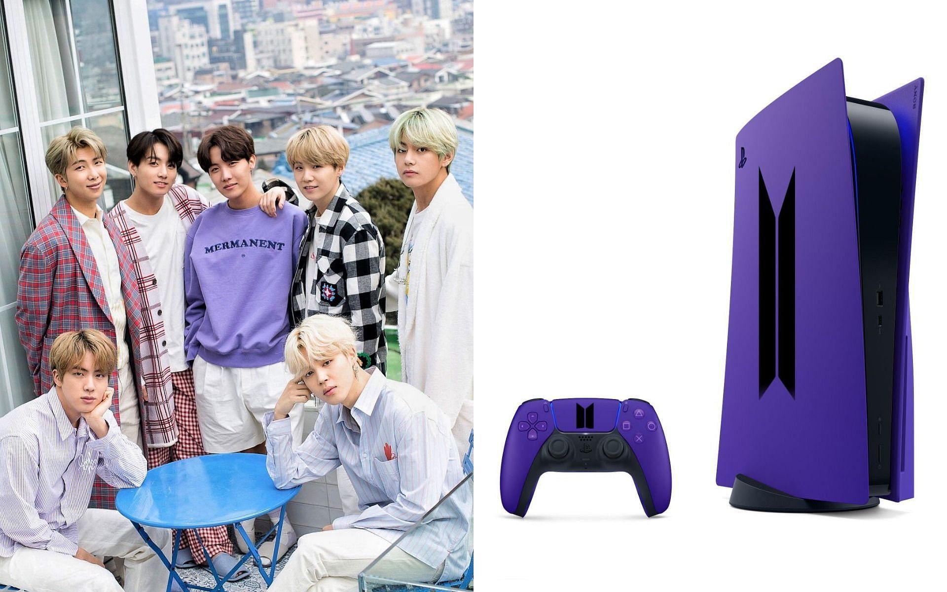 Fans express interest in a BTS X PS5 edition console cover (Image via Big Hit Music, Concept Art via Twitter/@Poli_Pol1)