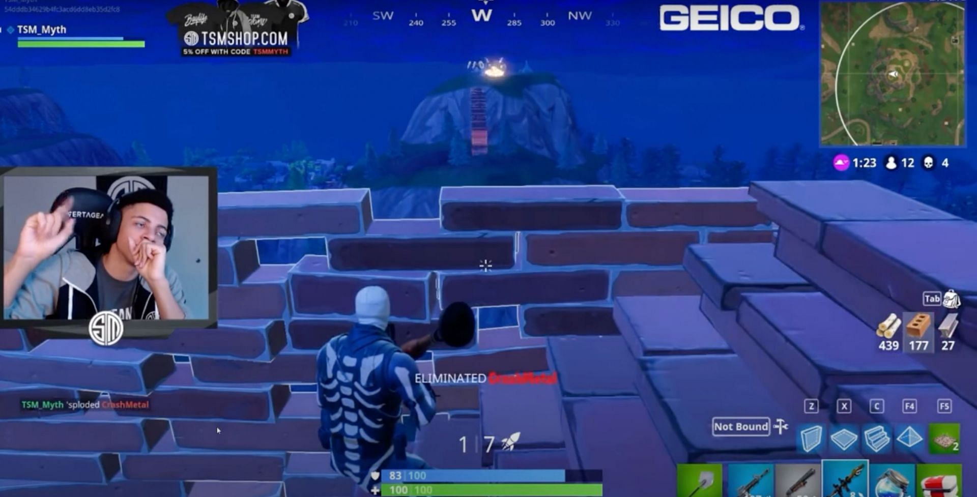 TSM Myth showing off his sniping skills with a Rocket Launcher (Image via Wraith Highlights)