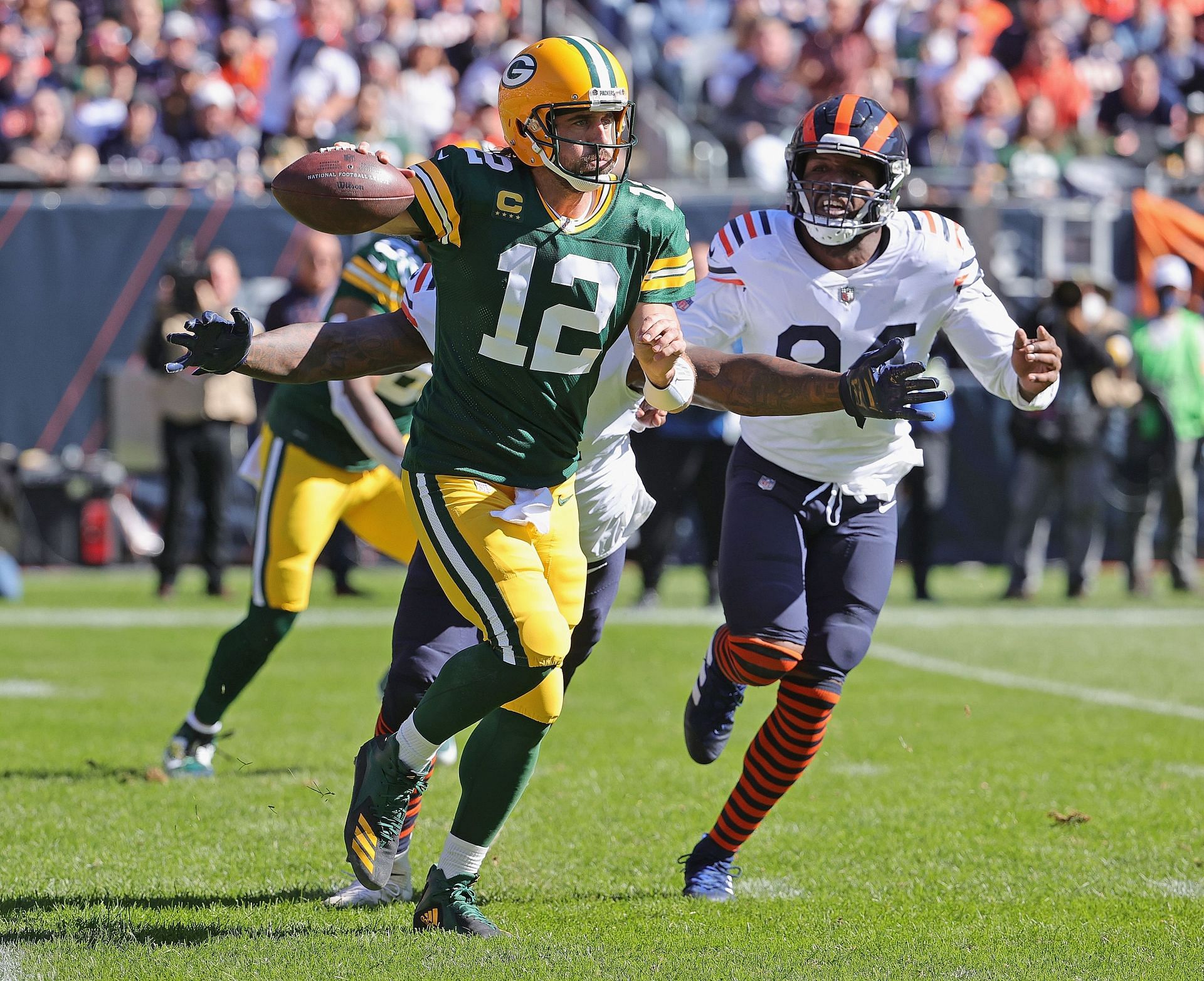Green Bay Packers quarterback Aaron Rodgers vs. Chicago Bears