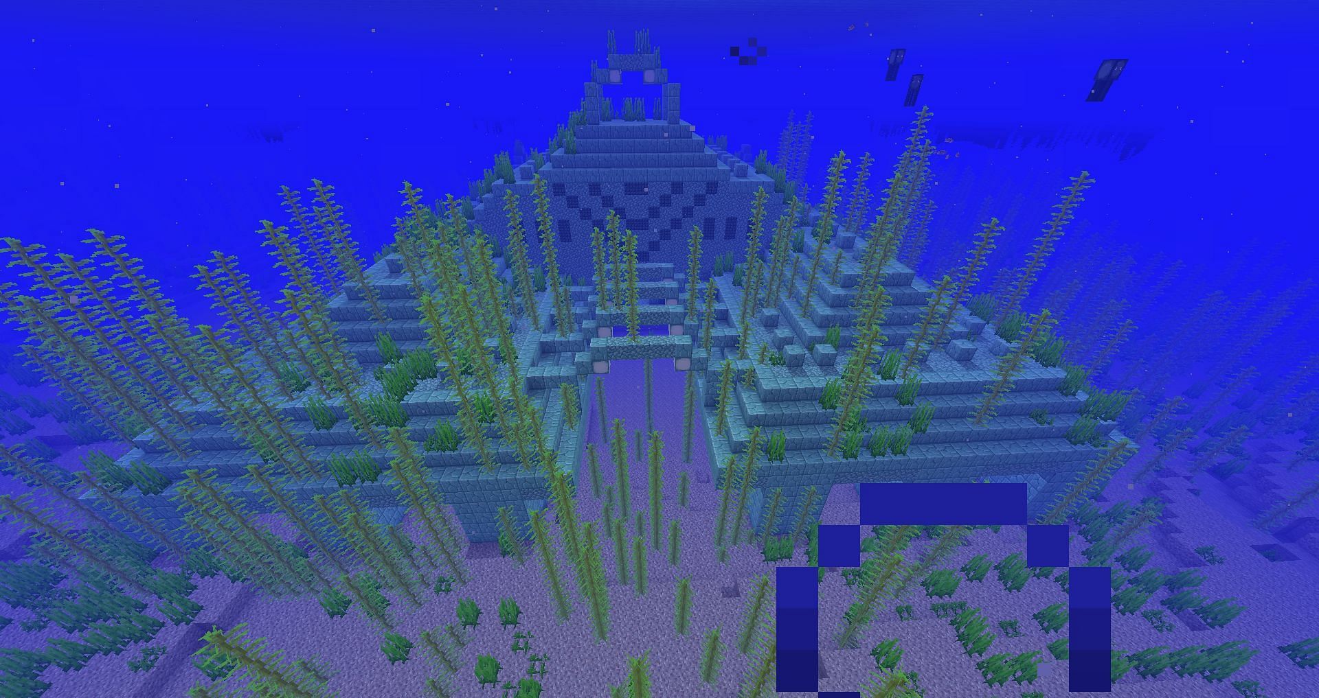 The ocean monument is one of the most challenging structures (Image via Minecraft)