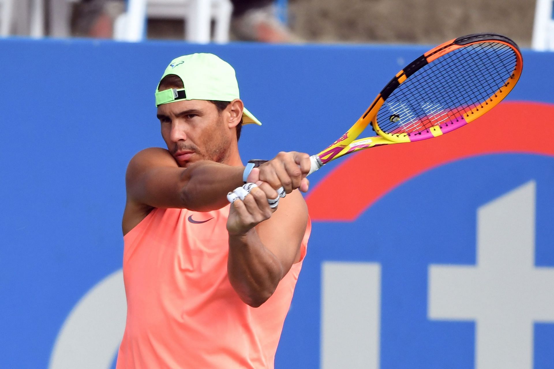 Rafael Nadal during a traning session at the 2021 Citi Open.