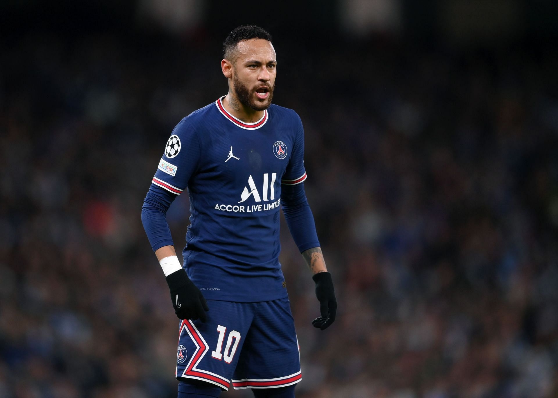 Neymar watched from the stands as PSG scored four times against Club Brugge.