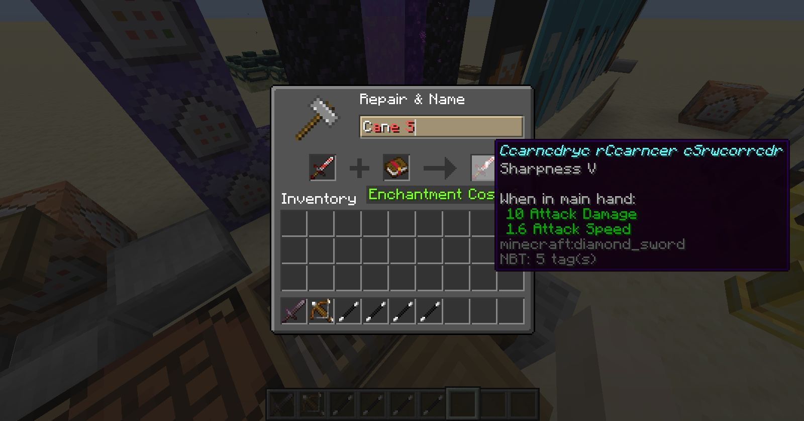 Sharpness enchantment on sword (Image via Minecraft)