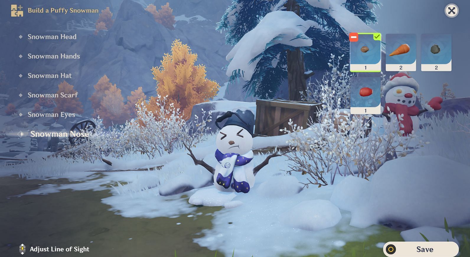 Select the appropriate components to build a snowman (Image via Genshin Impact)