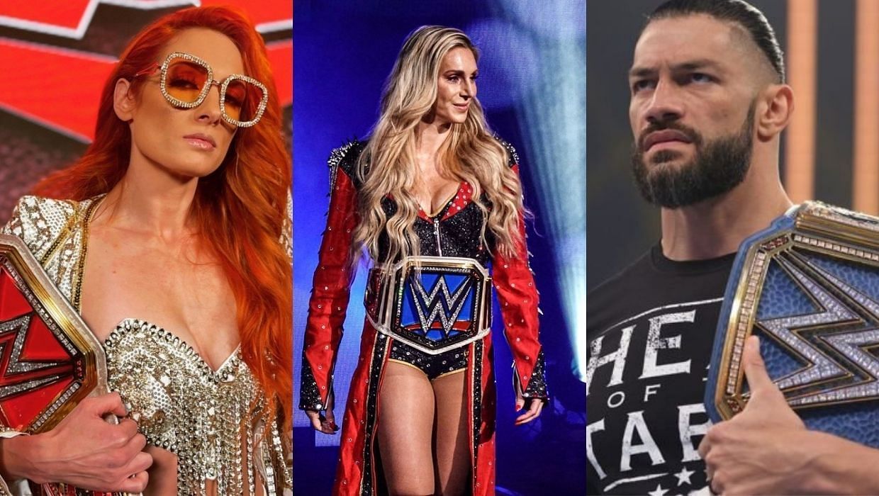 Charlotte Flair, Becky Lynch and Roman Reigns