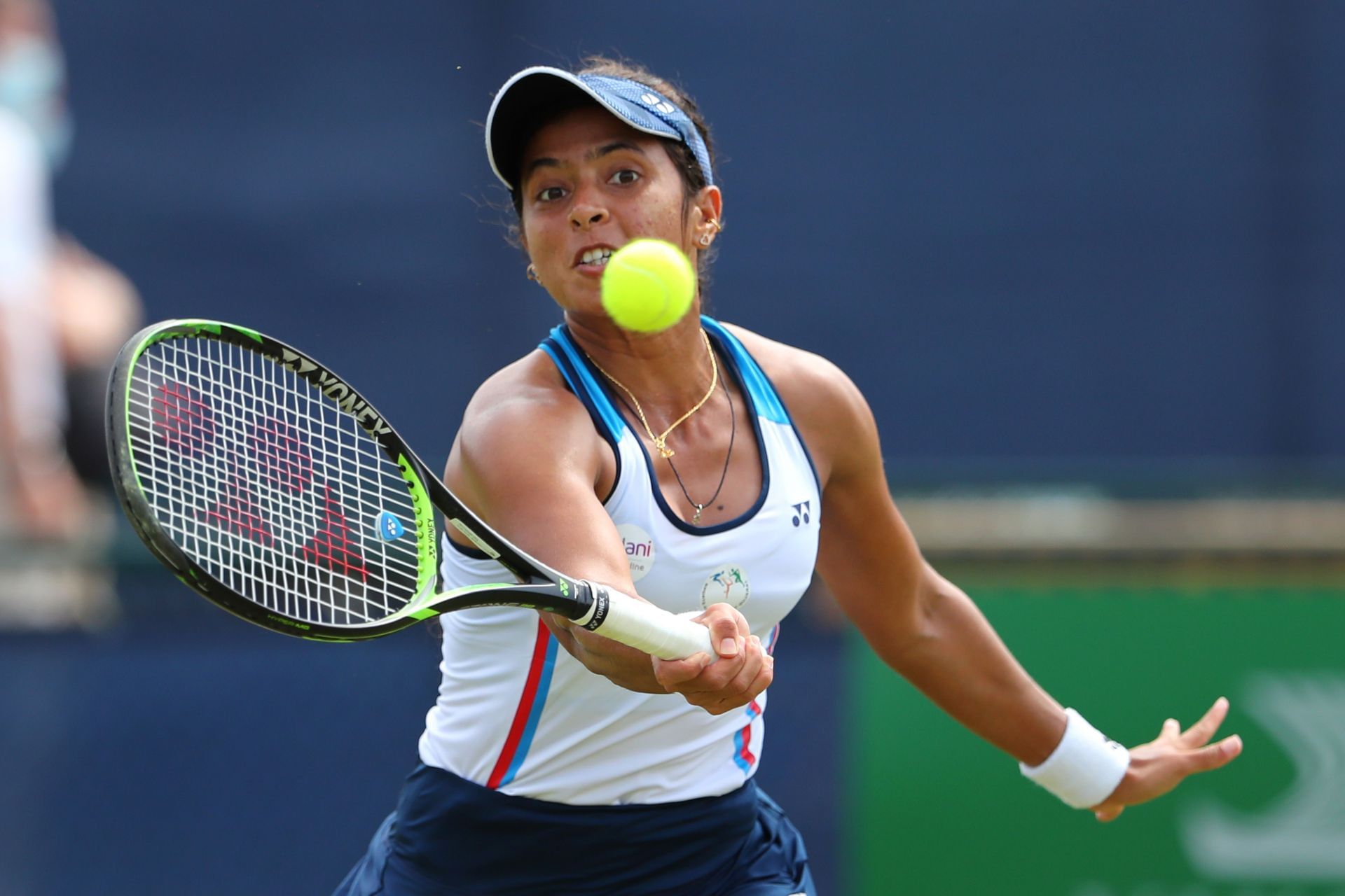 Ankita Raina, of India, at the Nottingham Trophy at Nottingham Tennis Centre in June 2021