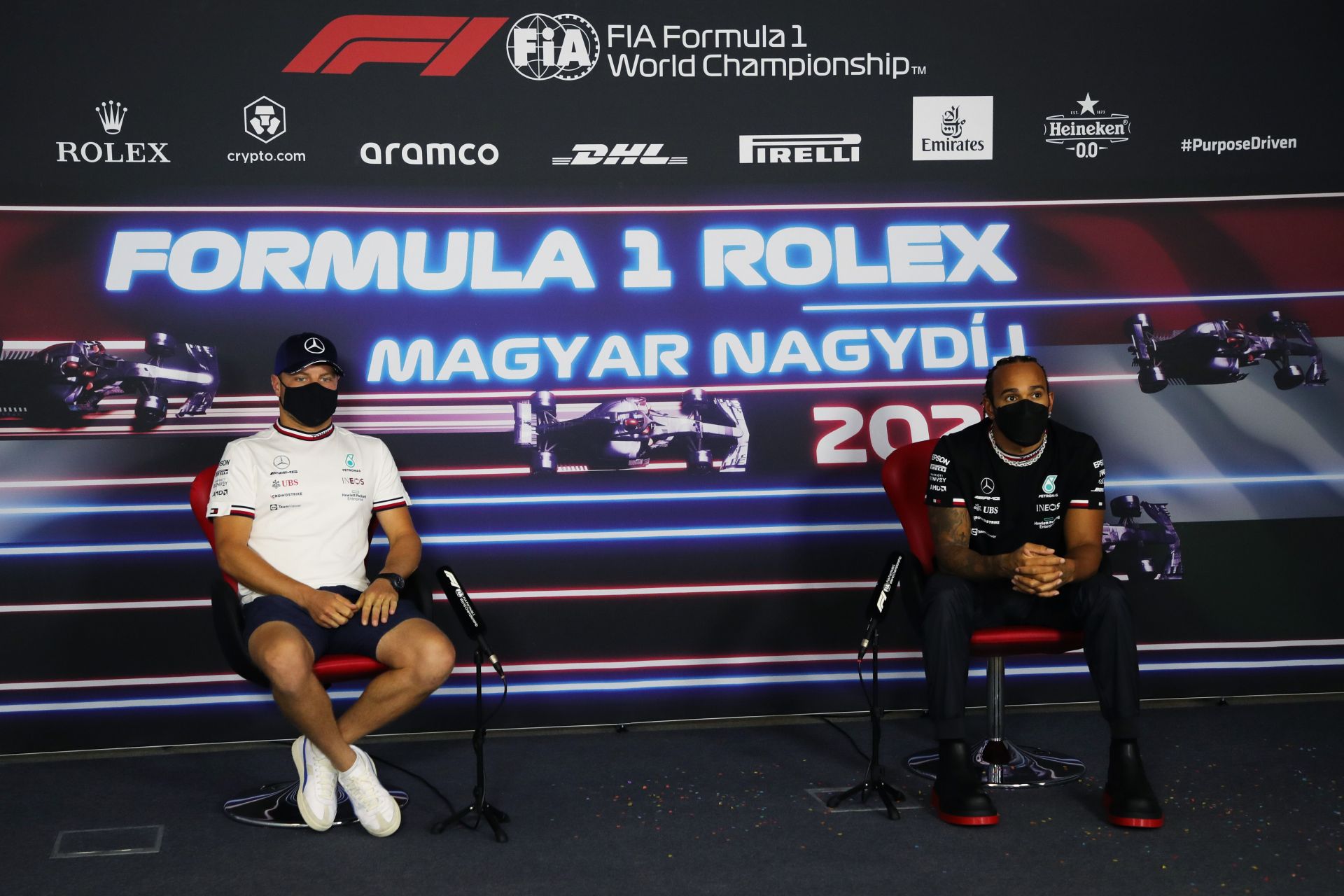 Valtteri Bottas (left) and Lewis Hamilton (right) spent five seasons together as teammates (Photo by Florion Goga - Pool/Getty Images)