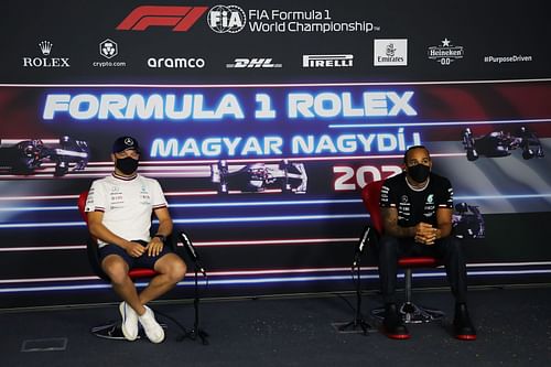 Valtteri Bottas (left) and Lewis Hamilton (right) spent five seasons together as teammates (Photo by Florion Goga - Pool/Getty Images)