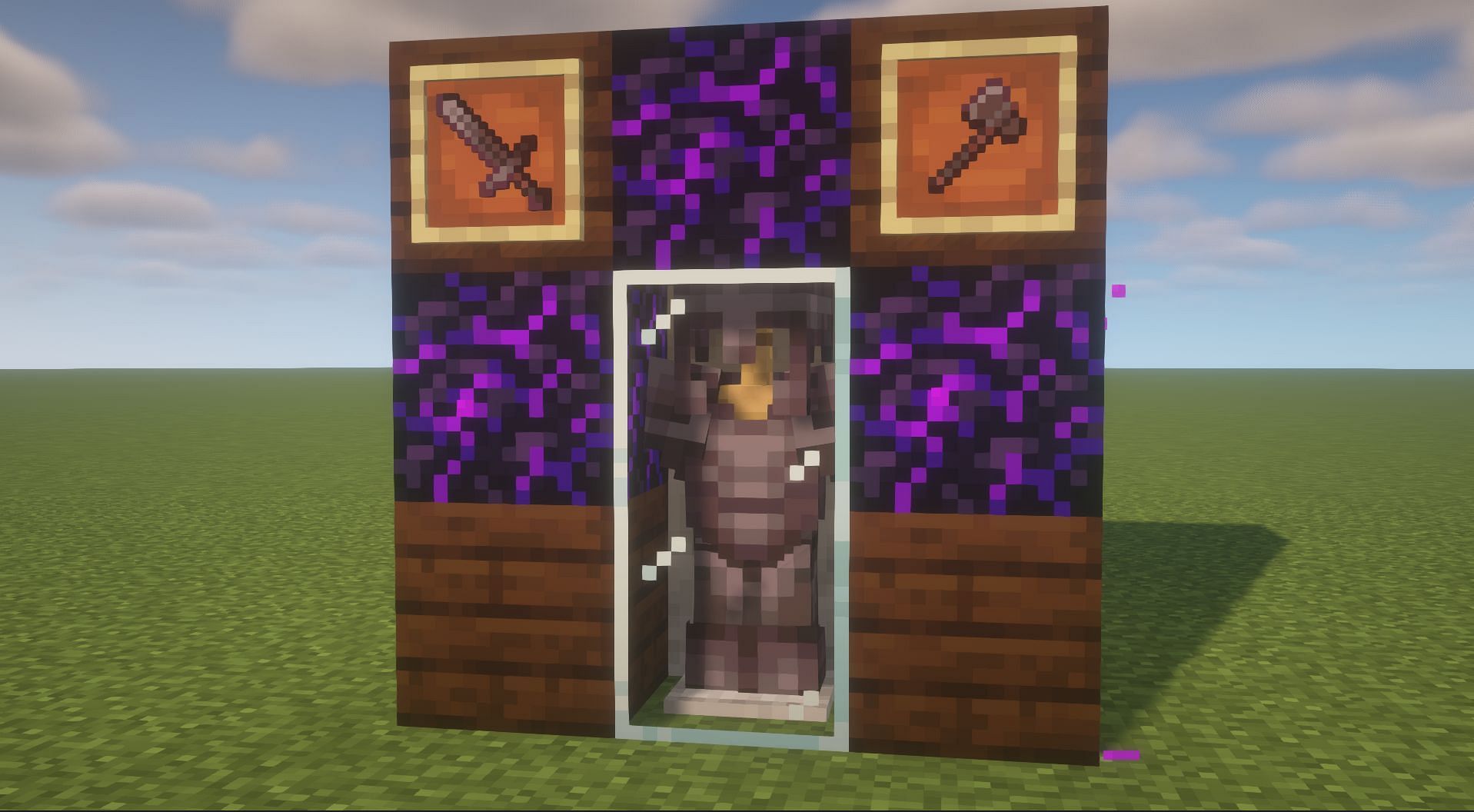 Armor showcase inside glass (Image via Minecraft)