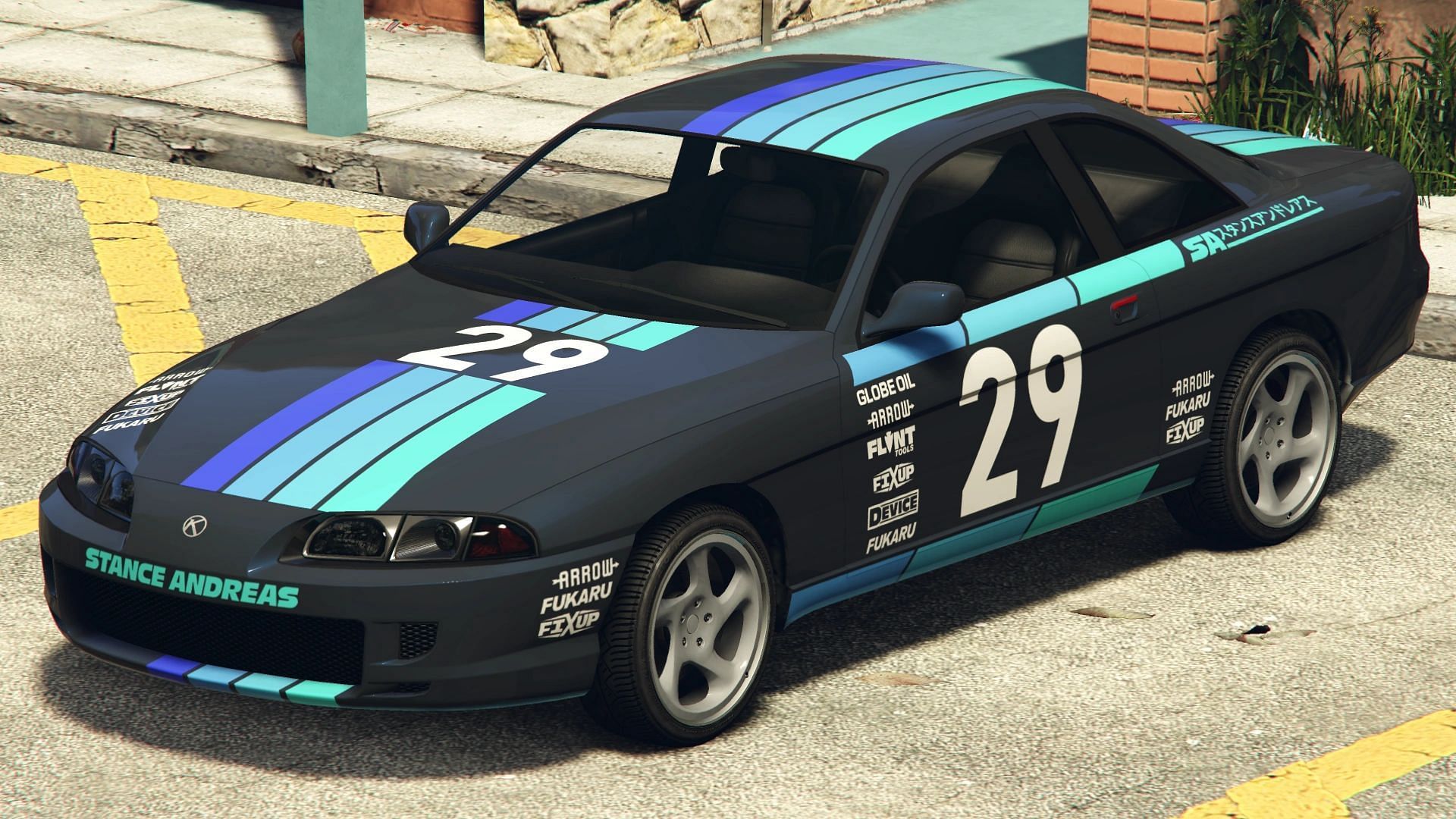 The alternate Stance Andreas livery is suited for a darker base color (Image via Rockstar Games)